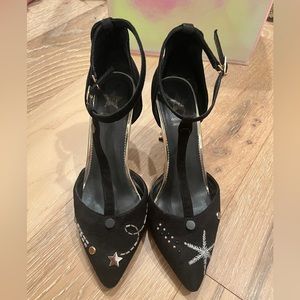 Unique black heels with straps